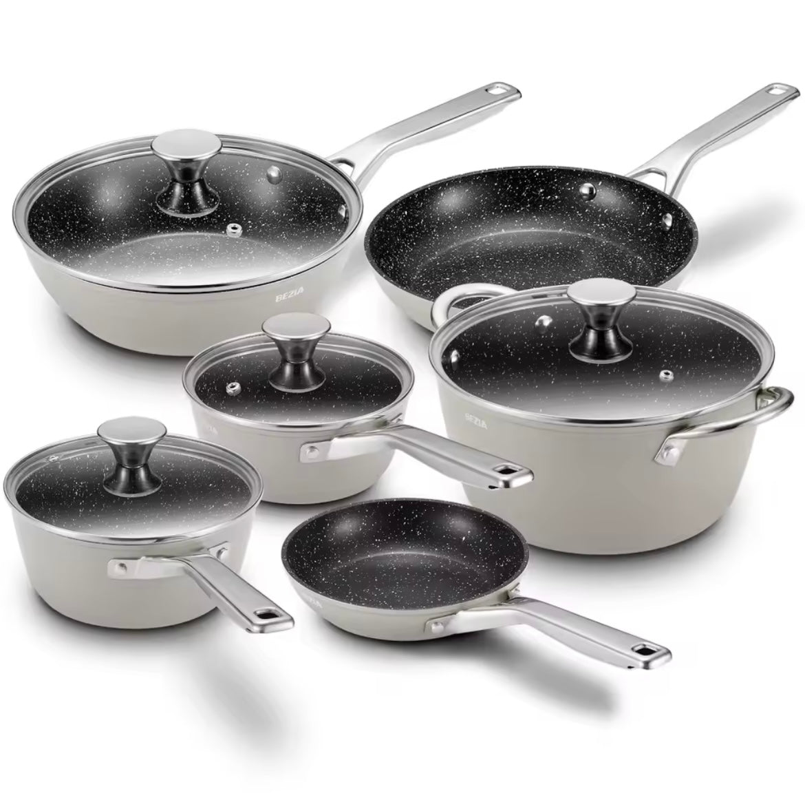 BEZIA 10-Piece Nonstick Cookware Set – Induction & All Stove Compatible