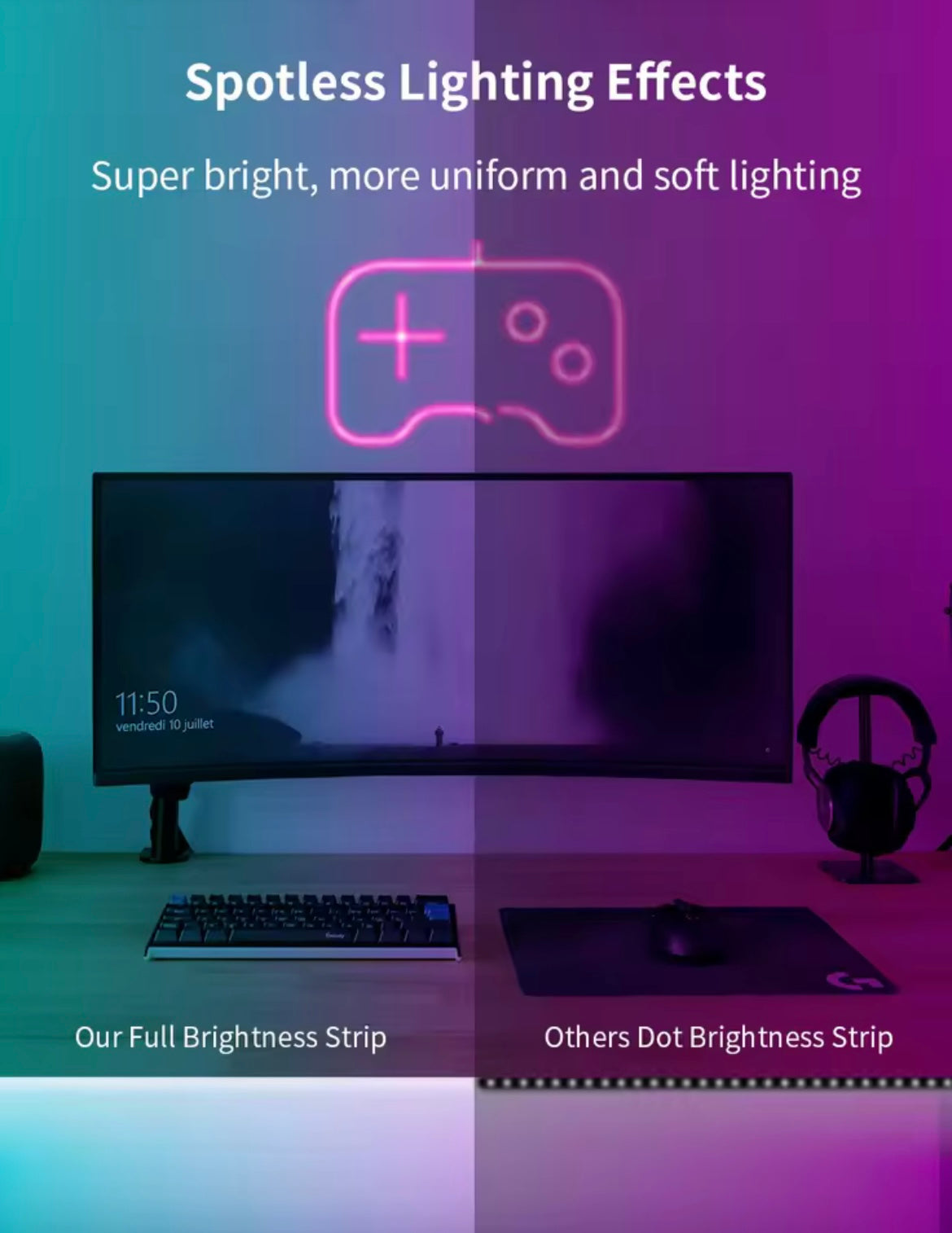 Smart RGB LED Strip Lights – App & Remote Controlled, SMD 5050, TV/Game Room Decor