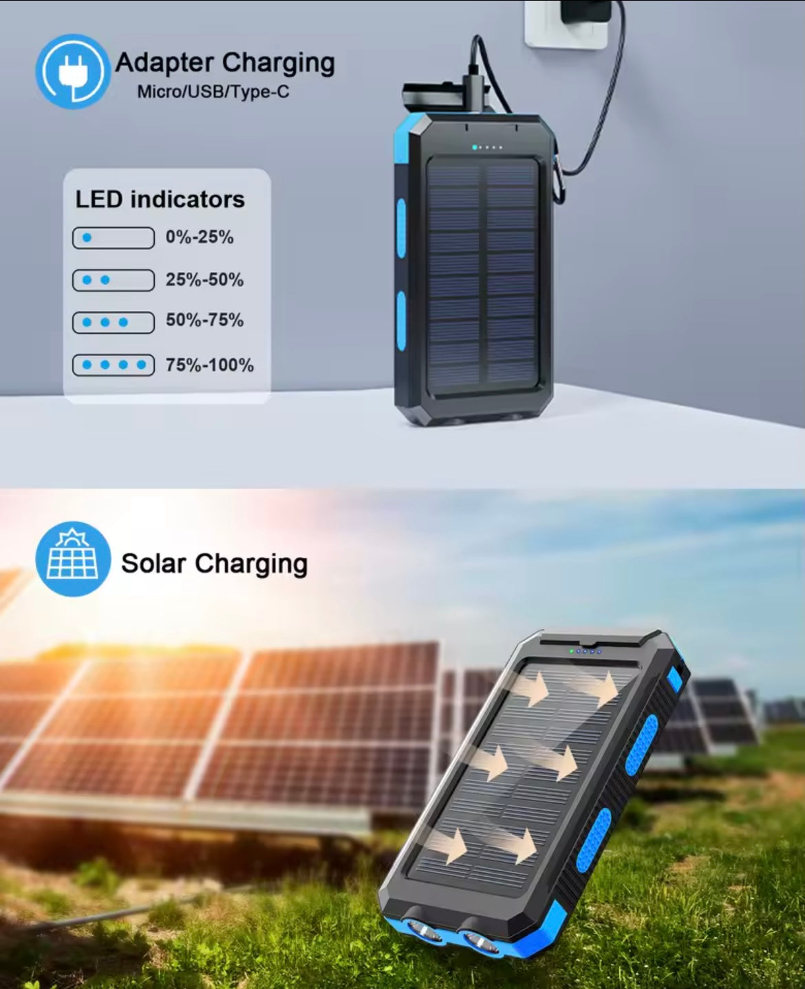 Waterproof Solar Power Bank – 38,800mAh, Dual USB, Outdoor Mobile Charger for Camping & Travel