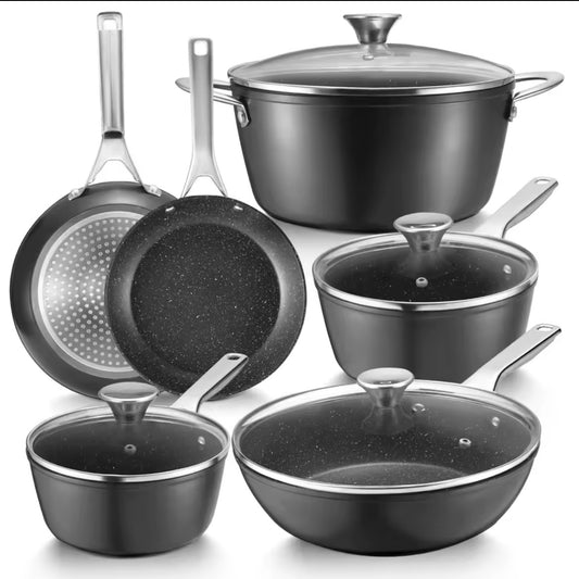 BEZIA 10-Piece Nonstick Cookware Set – Induction & All Stove Compatible