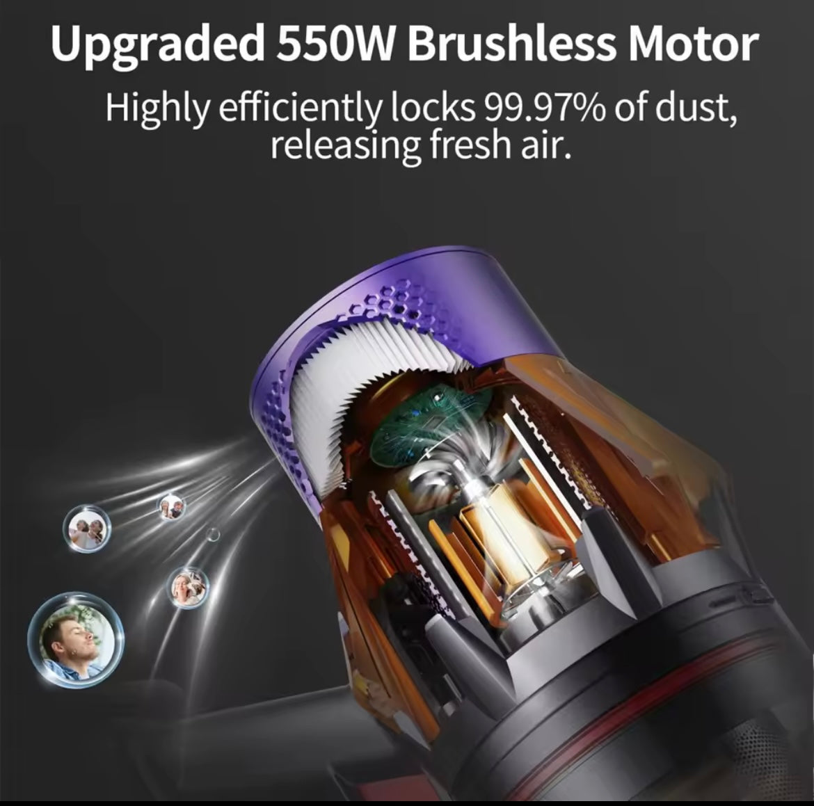 V18 Cordless Vacuum Cleaner – 550W, 45000PA, Handheld & Powerful