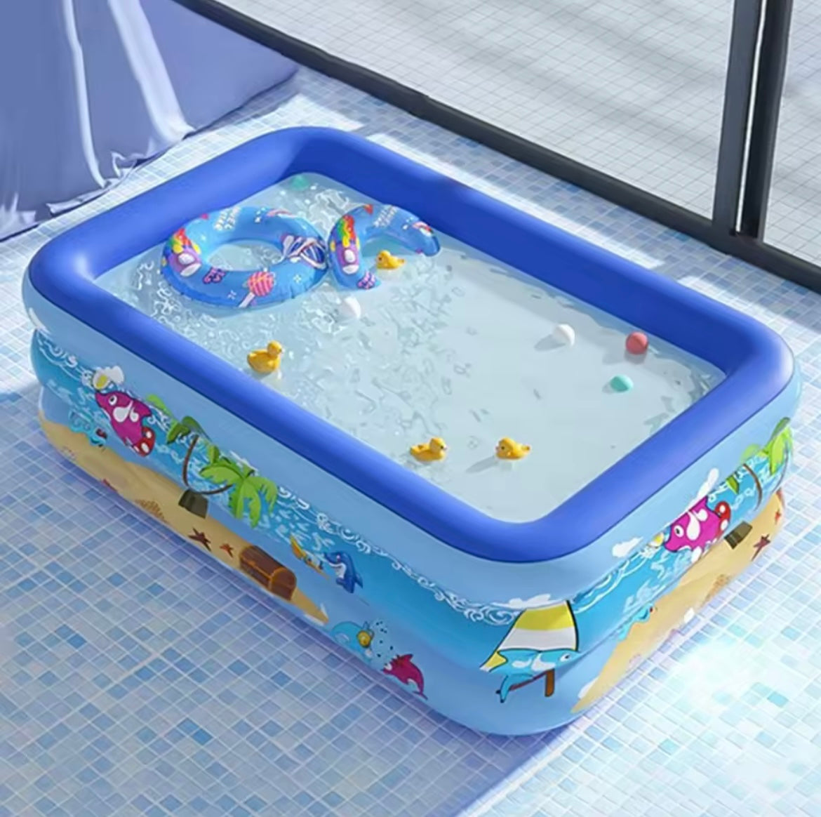 Cartoon Inflatable Kiddie Pool – Thickened PVC Frame, Safe & Fun for Toddlers