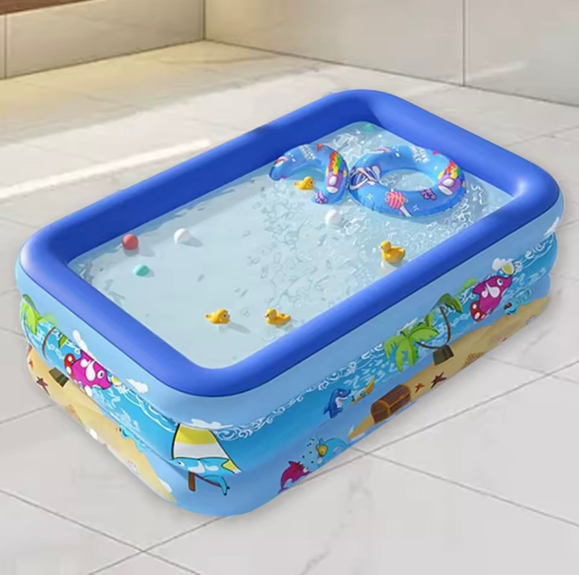 Cartoon Inflatable Kiddie Pool – Thickened PVC Frame, Safe & Fun for Toddlers
