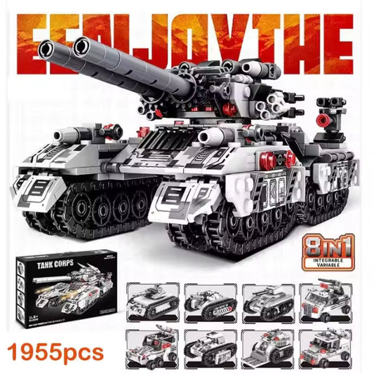 8-in-1 Military Vehicle Building Block Set – WW2 Tank, Airplane, Truck & More (2024 Edition)